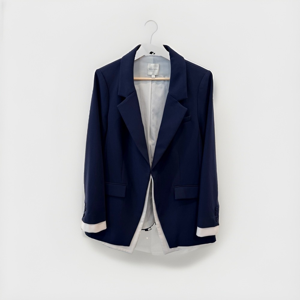Favorite Daughter Womens The Kelly Blazer Twilight Blue Lined Notch Lapel Size L